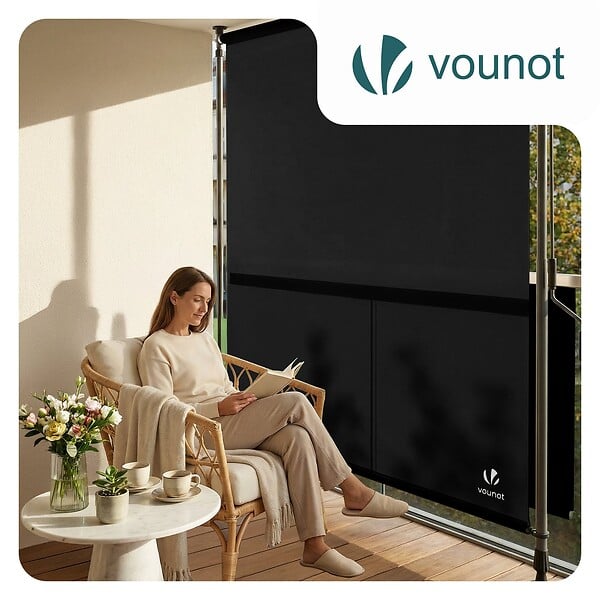 VOUNOT - Store vertical sans percage extensible exterieur 100x310cm polyester anthracite - large