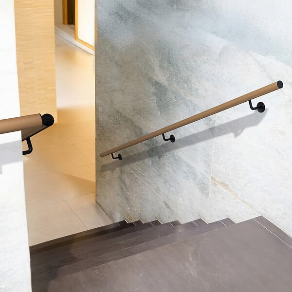 KORDO - Kit main courante aluminium subblimation bois avec supports de fixation 2 m, Opalu Kordo - large