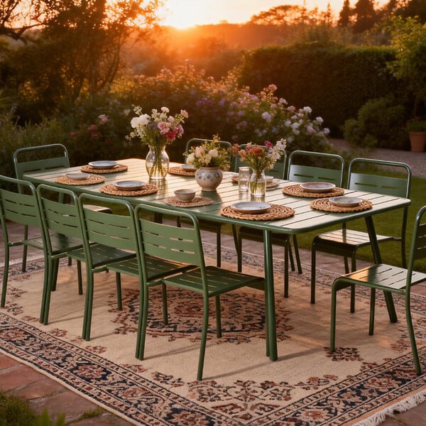 CONCEPT USINE - Table de jardin 10-12 places 234cm verte BERGAME $ - large