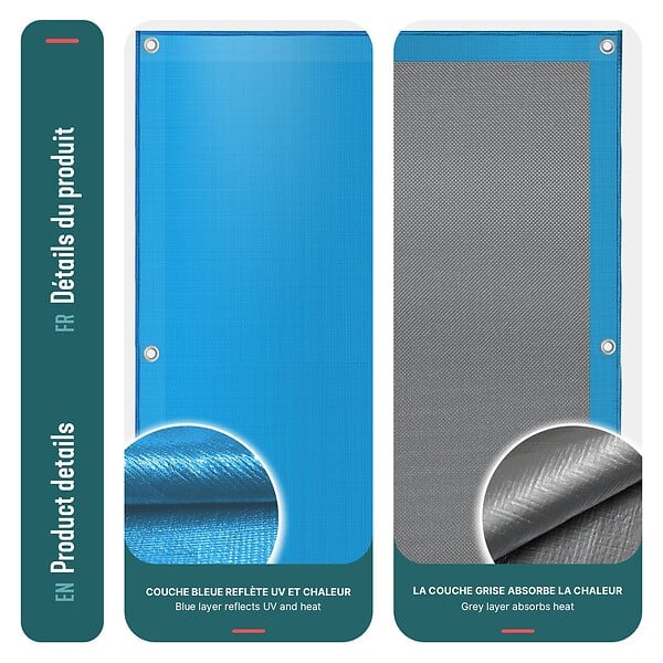 VOUNOT - Bache piscine rectangulaire en Polyethylene 160 gr/m2 8x14m Bleue foncé - large