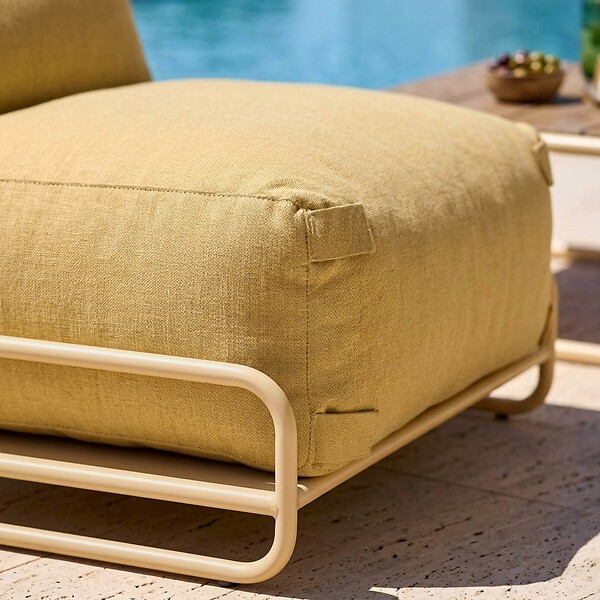 OVIALA - Chauffeuse pour salon de jardin modulable avec structure jaune clair  - Mixi - large