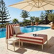 OVIALA - Méridienne rayée pour salon de jardin modulable en tissu terracotta - Patio - vignette