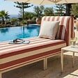 OVIALA - Méridienne rayée pour salon de jardin modulable en tissu terracotta - Patio - vignette