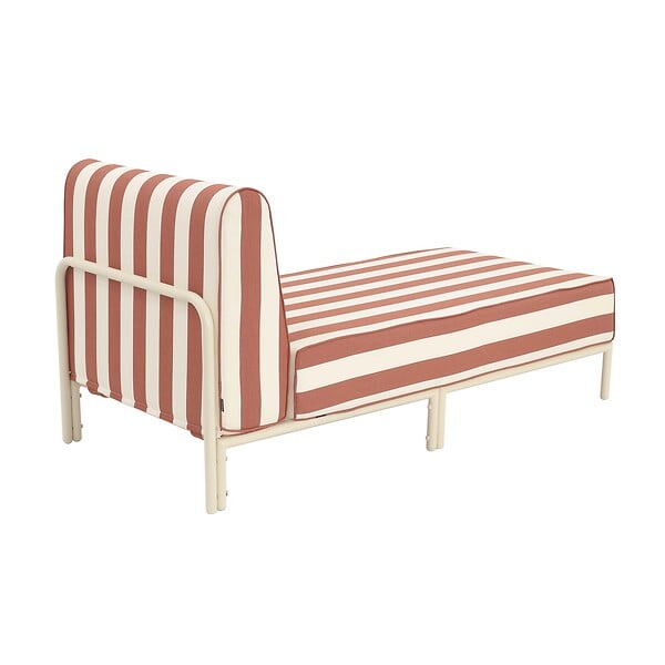 OVIALA - Méridienne rayée pour salon de jardin modulable en tissu terracotta - Patio - large