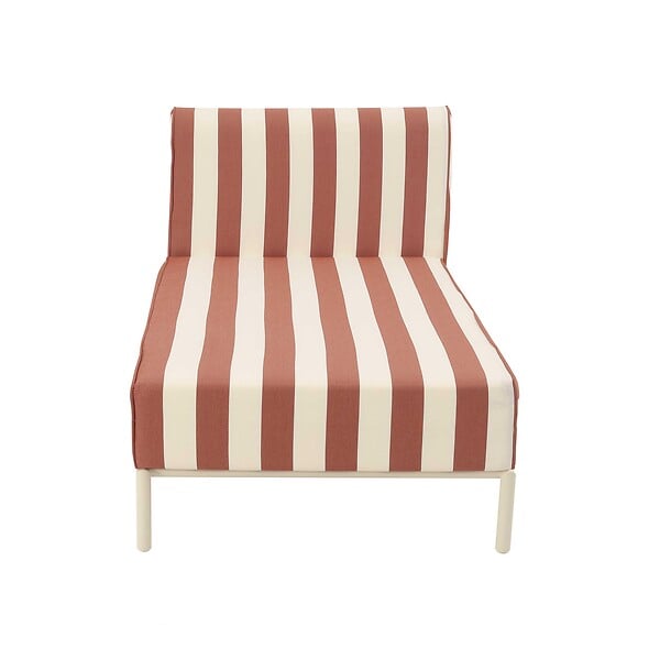 OVIALA - Méridienne rayée pour salon de jardin modulable en tissu terracotta - Patio - large