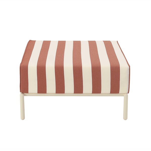 OVIALA - Pouf rayé pour salon de jardin modulable en tissu terracotta - Patio - large