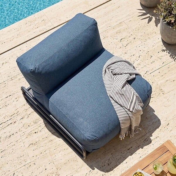 OVIALA - Chauffeuse pour salon de jardin modulable avec structure bleu pacific - Mixi - large