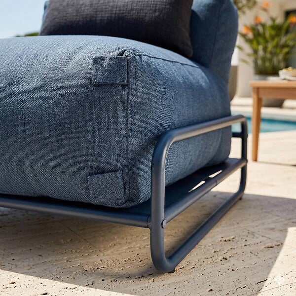 OVIALA - Chauffeuse pour salon de jardin modulable avec structure bleu pacific - Mixi - large