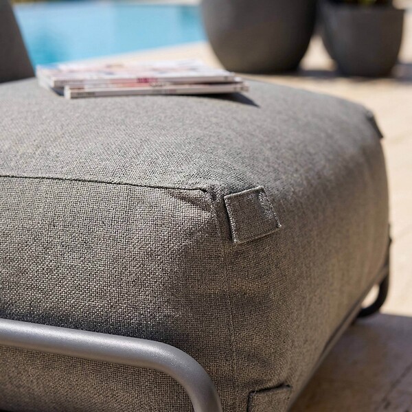 OVIALA - Chauffeuse pour salon de jardin modulable avec structure gris - Mixi - large