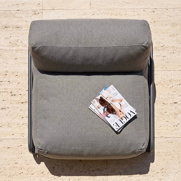 OVIALA - Chauffeuse pour salon de jardin modulable avec structure gris - Mixi - large