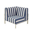 OVIALA - Fauteuil d'angle rayé pour salon jardin modulable tissu bleu pacific - Patio - vignette