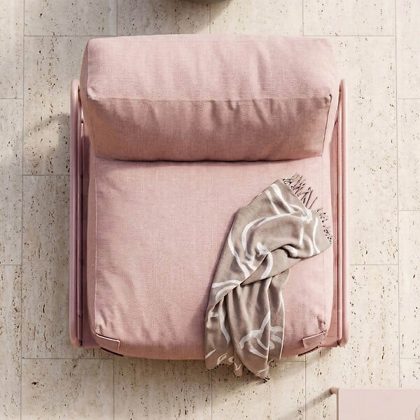 OVIALA - Chauffeuse pour salon de jardin modulable avec structure rose poudré - Mixi - large