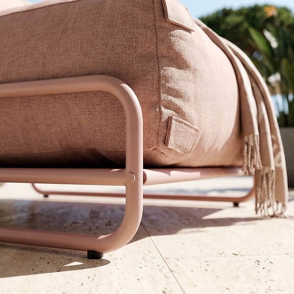 OVIALA - Chauffeuse pour salon de jardin modulable avec structure rose poudré - Mixi - large