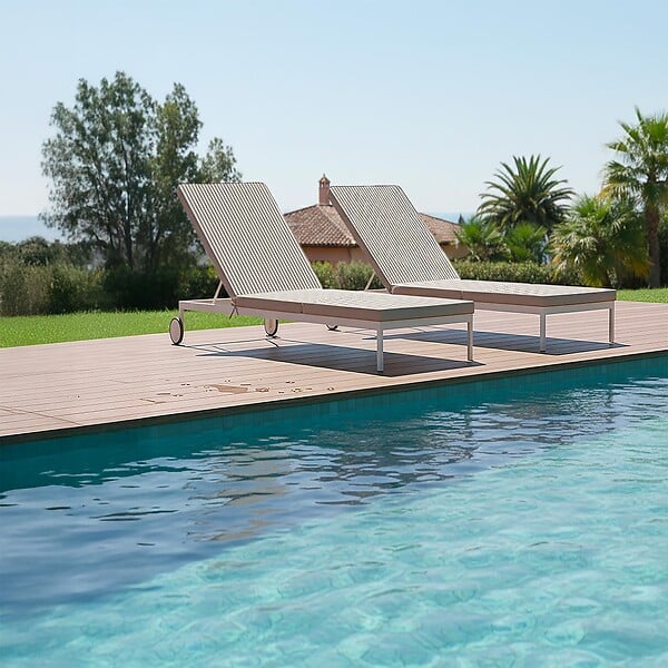 OVIALA - Lot de 2 coussins pour bain de soleil 186 x 53 cm polyester taupe - Tikal - large
