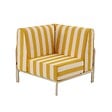 OVIALA - Fauteuil d'angle rayé pour salon de jardin modulable tissu jaune clair - Patio - vignette