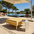 OVIALA - Pouf rayé pour salon de jardin modulable en tissu jaune clair - Patio - vignette