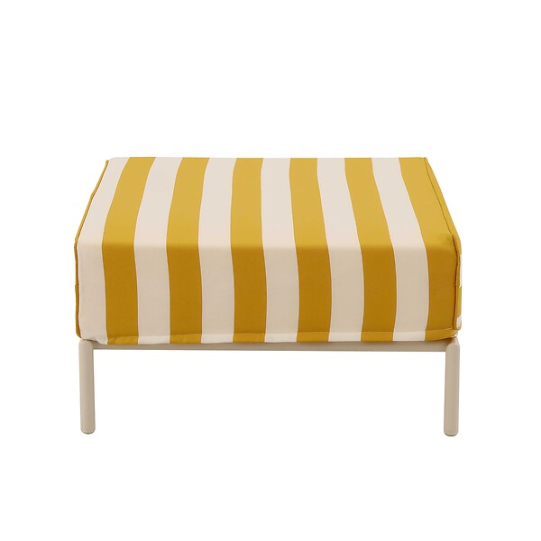 OVIALA - Pouf rayé pour salon de jardin modulable en tissu jaune clair - Patio - large
