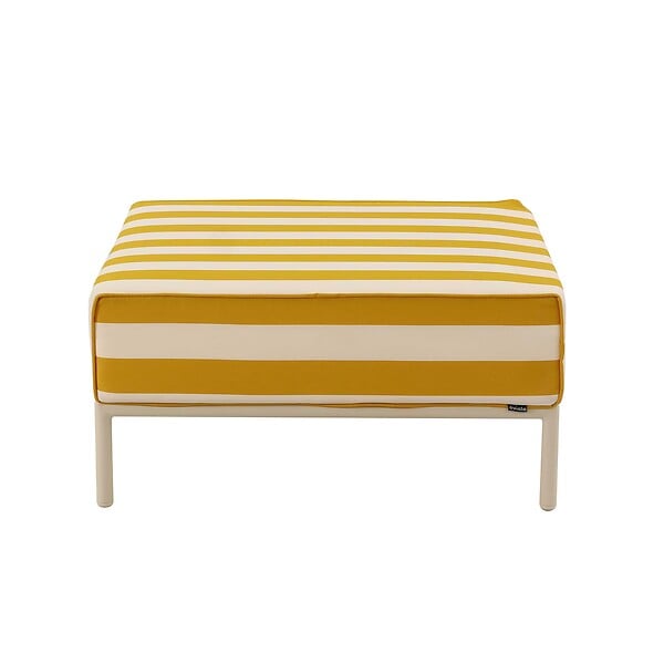 OVIALA - Pouf rayé pour salon de jardin modulable en tissu jaune clair - Patio - large