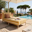 OVIALA - Méridienne rayée pour salon de jardin modulable en tissu jaune clair  - Patio - vignette