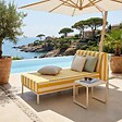 OVIALA - Méridienne rayée pour salon de jardin modulable en tissu jaune clair  - Patio - vignette