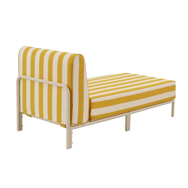 OVIALA - Méridienne rayée pour salon de jardin modulable en tissu jaune clair  - Patio - large