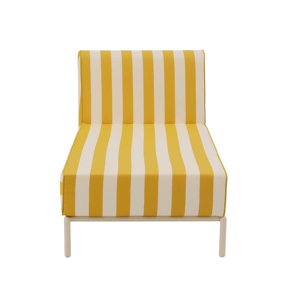OVIALA - Méridienne rayée pour salon de jardin modulable en tissu jaune clair  - Patio - large