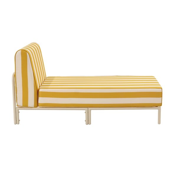OVIALA - Méridienne rayée pour salon de jardin modulable en tissu jaune clair  - Patio - large
