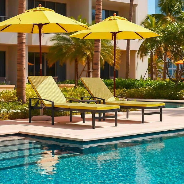 OVIALA - Lot de 2 coussins pour bain de soleil 186 x 53 cm polyester jaune - Tikal - large
