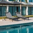 OVIALA - Lot de 2 coussins pour bain de soleil 186 x 53 cm polyester noir - Tikal - vignette