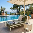 OVIALA - Méridienne rayée pour salon de jardin modulable en tissu vert kaki - Patio - vignette
