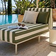 OVIALA - Méridienne rayée pour salon de jardin modulable en tissu vert kaki - Patio - vignette