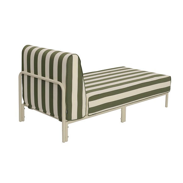 OVIALA - Méridienne rayée pour salon de jardin modulable en tissu vert kaki - Patio - large