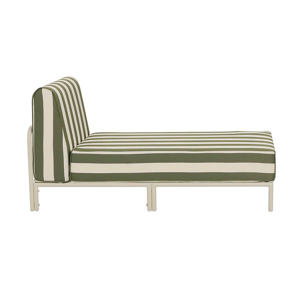 OVIALA - Méridienne rayée pour salon de jardin modulable en tissu vert kaki - Patio - large