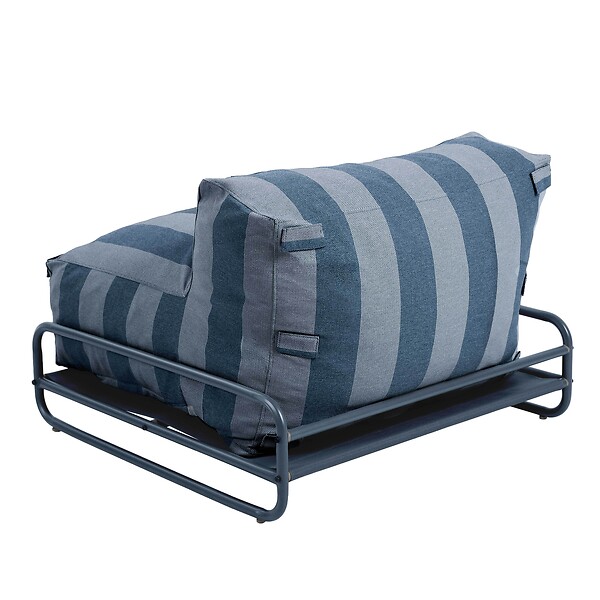 OVIALA - Chauffeuse rayée salon de jardin modulable et structure bleu pacific - Mixi - large