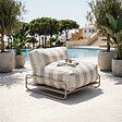 OVIALA - Chauffeuse rayée salon de jardin modulable et structure beige - Mixi - vignette