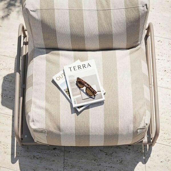 OVIALA - Chauffeuse rayée salon de jardin modulable et structure beige - Mixi - large
