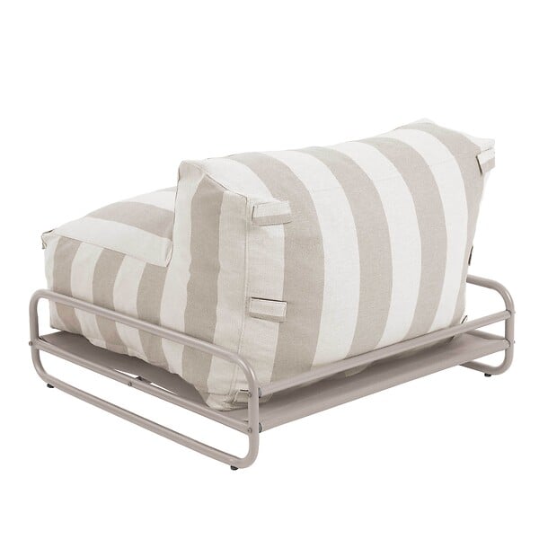 OVIALA - Chauffeuse rayée salon de jardin modulable et structure beige - Mixi - large