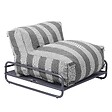 OVIALA - Chauffeuse rayée salon de jardin modulable et structure grise - Mixi - vignette