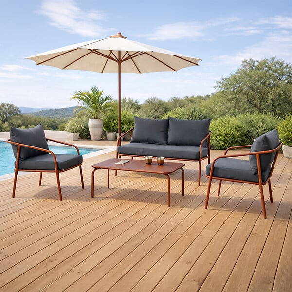 CONCEPT USINE - Salon de jardin 4 places terracotta BERGAME - large
