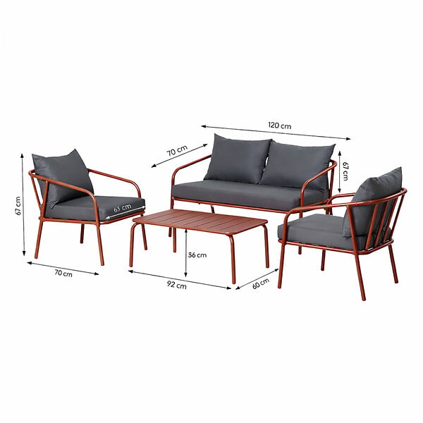 CONCEPT USINE - Salon de jardin 4 places terracotta BERGAME - large
