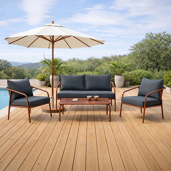 CONCEPT USINE - Salon de jardin 4 places terracotta BERGAME - large