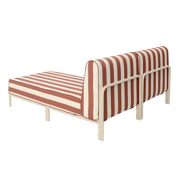OVIALA - Salon de jardin bas modulable rayé 2 places terracotta - Patio - large