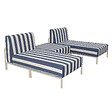 OVIALA - Salon de jardin bas modulable rayé 3 places bleu pacific - Patio - vignette