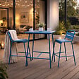 CONCEPT USINE - Ensemble table de bar et 2 chaises hautes d'extérieur bleu BERGAME - vignette