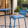 CONCEPT USINE - Ensemble table de bar et 2 chaises hautes d'extérieur bleu BERGAME - vignette