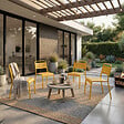 CONCEPT USINE - Ensemble de 4 chaises de jardin empilables jaunes BERGAME - vignette