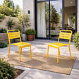 CONCEPT USINE - Lot de 2 chaises de jardin empilables jaunes BERGAME $ - vignette