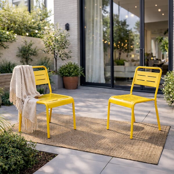 CONCEPT USINE - Lot de 2 chaises de jardin empilables jaunes BERGAME $ - large