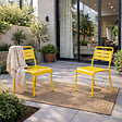 CONCEPT USINE - Lot de 2 chaises de jardin empilables jaunes BERGAME $ - vignette