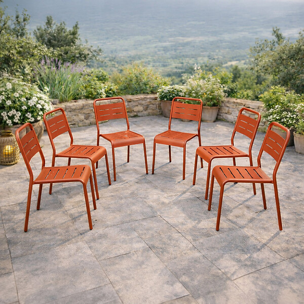 CONCEPT USINE - Lot de 6 chaises de jardin empilables terracotta BERGAME $ - large